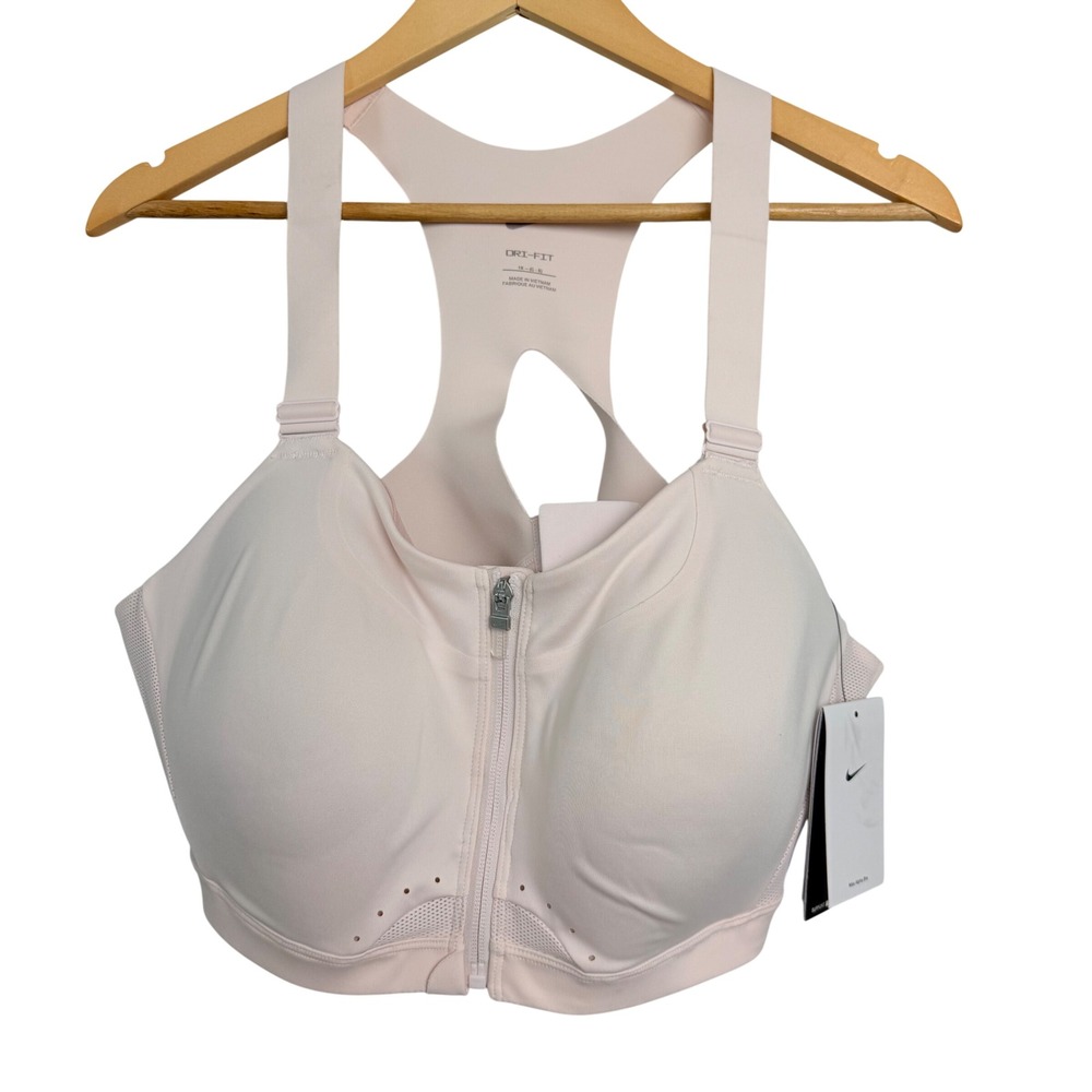 Nike Alpha Women Sports Bra High Support Front Zip Pink DD0436-640 1X‎ C-E